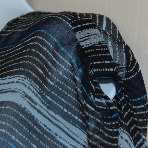 Armani Exchange Sheer Silk Black Striped Blouse M - Picture 5 of 8
